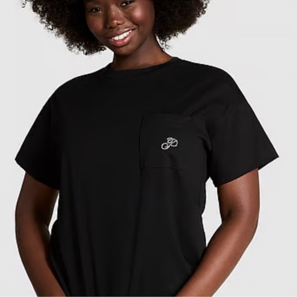 Victoria Secret -PINK- Black T-Shirt with Pocket- NWT 🩷 - Picture 8 of 8